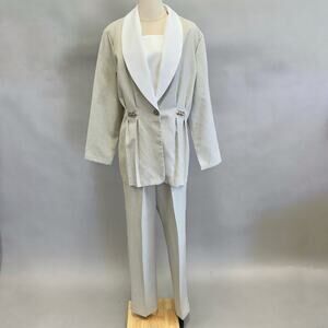 ISB‎ vintage Y2k beige pleated blazer & pants suit set size 16 equestrian